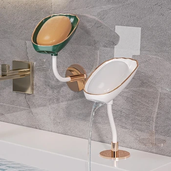 1/2PCS стена сапунерка за баня 360 градуса Rotable сапунерка самозалепващ дренаж сапун контейнер Аксесоари за баня