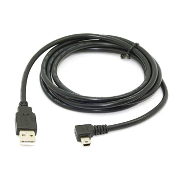 1.8m Mini USB B Type 5pin Male 90 градуса ляв ъгъл към USB 2.0 мъжки кабел за данни черен цвят