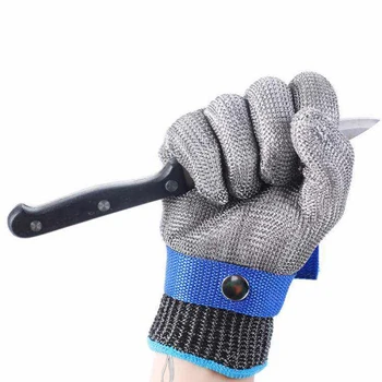 1-Cut устойчиви ръкавици от неръждаема стомана Работни ръкавици за безопасност Метална мрежа против рязане за месар работник градина работни ръкавици