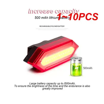 1 ~ 10PCS USB акумулаторни светлини Външна задна светлина COB Маркирайте предупредителна светлина за колоездене Работещ лек велосипед