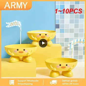  1 ~ 10PCS Малка жълта патица сапун кутия баня рафт карикатура удебелена пластмаса канализация сапун кутия домакинство творчески сапун притежателя