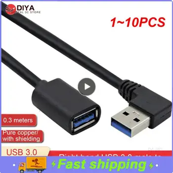  1 ~ 10PCS удължителен кабел USB 3.0 мъжки към женски прав ъгъл 90 градуса USB адаптер UP / Down / ляво / дясно Cabo USB 0.2M