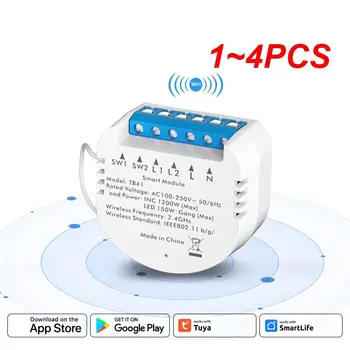  1 ~ 4PCS 2way Tuya WiFi интелигентен превключвател Интелигентно устройство за включване и изключване APP контрол нулиране функция светлина превключвател модул неутрален