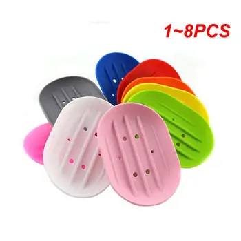  1 ~ 8PCS мода силиконови гъвкави сапун чиния плоча баня сапун притежателя пътуване титуляр ястие нов бонбони цвят гореща продажбабаня сапун