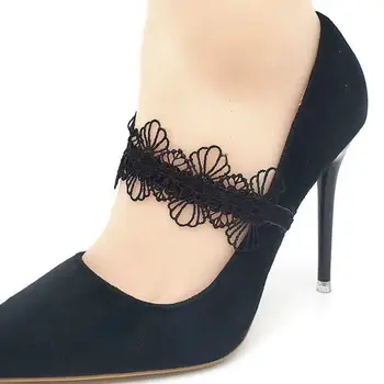 1 чифт жени дантела глезена обувка колан пакет обувки лента висок ток обувки колан еластична връзка за обувки ключалката без обвързващи аксесоари