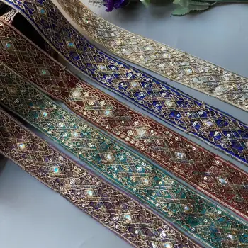 1 ярда пайети дантела подстригване флорална панделка етнически DIY шевни материали за аксесоари рокля плат декорация