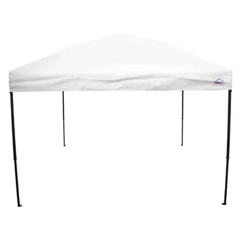 10' x 10' Палатка с балдахин, UV покритие, черна стоманена рамка, изскачаща палатка включва ролкова чанта, бяла