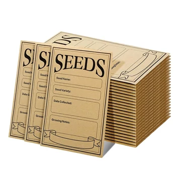 100Pcs Пликове за семена 3.1X4.7 Инч, пликове за семена Кафява хартия Пакети със семена Пликове за съхранение на зеленчукови трайни