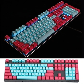 108 клавиши Две тонални полупрозрачни OEM височина клавиатура клавиатура клавиш forMX ключове Червен син цвят Комплект клавиши