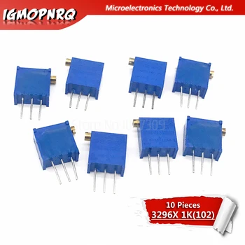 10Pcs 3296X-1-102LF 3296X 102 1K ом странично регулиране Многооборотен тример потенциометър Високопрецизен променлив резистор