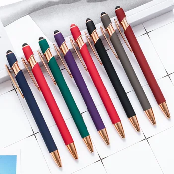 10Pcs/Lot чист цвят метална писалка на едро градиент алуминиева химикалка печат лого екран писане доставки метална топка писалка