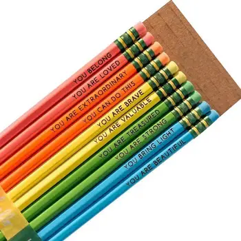 10Pcs Мотивационни моливи с вдъхновяващи поговорки Учениците повишават увереността Вдъхновяват успеха Комплимент моливи