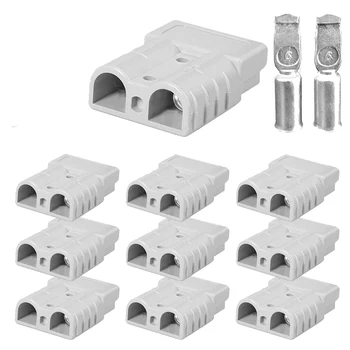 10Pcs за конектори за щепсели в стил Андерсън DC електроинструмент 50A 12-24V 6AWG двоен полюс с медни контактни конектори за захранване