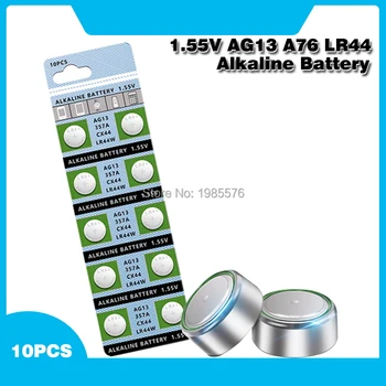 10pcs/card AG13 LR44 LR1154 SR44 A76 357A 303 357 LR44W батерия монета клетка 1.55V алкална за часовници играчки