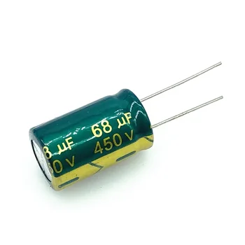  10pcs / партида 450v 68UF 450v68UF нисък импеданс висока честота алуминиев електролитен кондензатор размер 16 * 25 20%