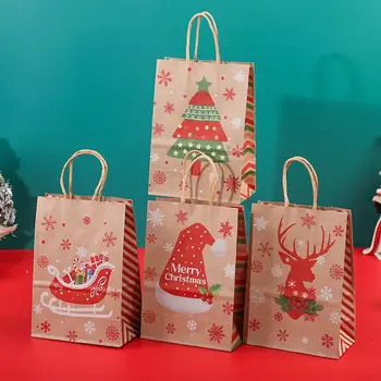 12Pcs Весела Коледа бонбони бисквитки опаковъчни кутии хартиена торба Нова година Navidad парти декорация подаръци чанти Коледа услуга доставки