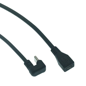 180 градуса нагоре ъглов тип-c USB-C U-образна мъжка към микро USB 5p женска трансмисия на данни разширение зареждане синхронизиране кабел кабел 30cm