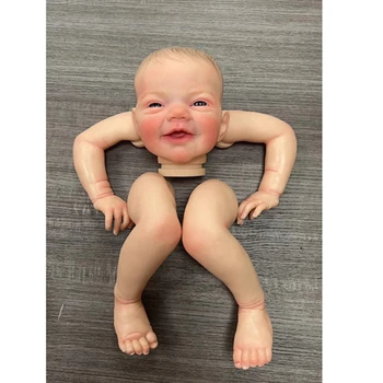 19inch Reborn Doll Kit Charlie Limited Edition Smile Baby 3D Skin Visible Reborn Doll Parts with Cloth Body and Eyes