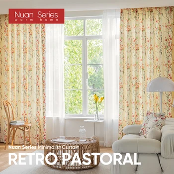 1PC 70-80% затъмнение завеса мастило живопис стил цветен печат завеси за спалня хол дома декор Nuan серия