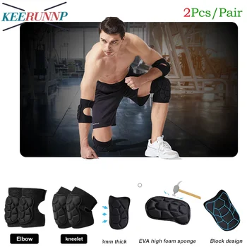 1Pair Elbow Knee Pads Brace Support for Gardening, Construction Work - Anti Slip Collision Avoidance Kneepads with Thick EVA Foam