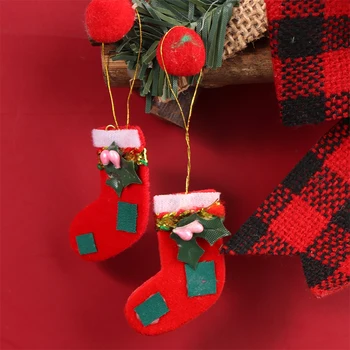 1Pc Dollhouse миниатюрни червени Коледа чорап модел коледно дърво висящи висулка за кукла къща декор деца се преструват играят играчки