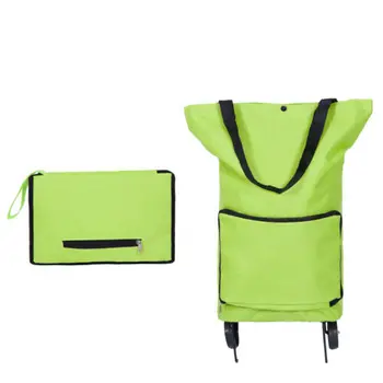 1Pc Преносима чанта за количка за пазаруване с колела Сгъваема количка Rolling Grocery Green Shopping Bag Количка Hot