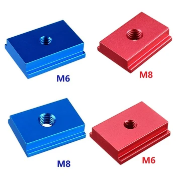 1pc M6 / M8 T-track плъзгач алуминиева сплав T слот гайка за дървообработващ инструмент червено/синьо тип писти Jigs винт слот закопчалка
