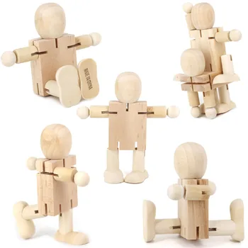 1pc / пакет дървени съвместни модел кукли за 11CM скица модел дрънкулка човешки художник дървени маникин рисунка манекен модел WD0038