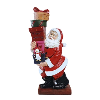 1бр Дядо Коледа скулптура Коледа кукла смола орнамент фигурка празник Нова година Христмас маса декорация
