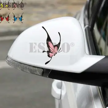 2 x Аксесоари за кола Стайлинг Креативен дизайн Цветна летяща пеперуда кола тяло огледало за обратно виждане PVC стикери Стикери Винили
