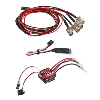 2 комплект RC автомобилна част: 1 комплект 4 LED светлинен комплект 2 бели 2 червени с 3CH лампа контролен панел & 1 комплект 60A водоустойчив матиран ESC