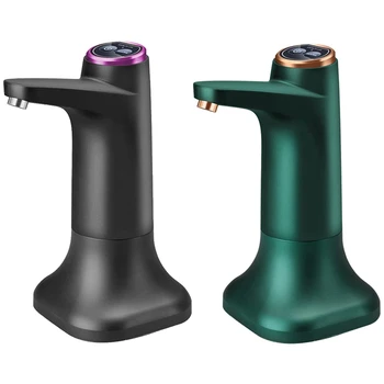2 комплект електрическа помпа за бутилки за вода с база USB диспенсър за вода водна помпа кофа бутилка дозатор, черен & зелен