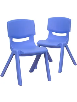 2 пакет син пластмасов стифиране училищен стол с 12