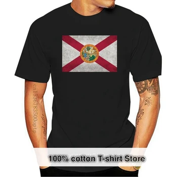2018 Къс ръкав памук T ризи Мъжко облекло Флорида държавен флаг тениска в реколта ретро стил