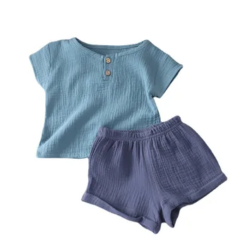 2023 Бебе Момчета Момичета Комплект дрехи Лято Тънки тоалети Детски дрехи костюм T Риза+къси панталони 2бр Момичета Бебета и малки деца Se
