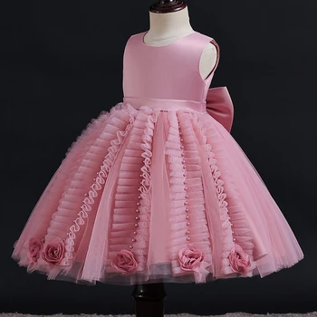 2023 Нова детска рокля принцеса рокля цвете лък пухкава рокля сватбено цвете деца сватбена рокля