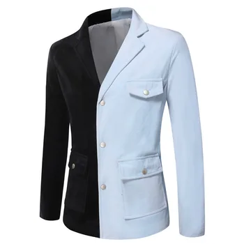 2023 Нова ежедневна мода пролетен костюм палто пачуърк цвят костюм палто двуцветен снаждане отдих костюм якета за блейзъри за мъже
