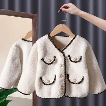 2023 Нова есен Детски бутикови дрехи Момичета пуловер палто мода всички мач сладък случайни сладък сгъстяване зимата еднореден