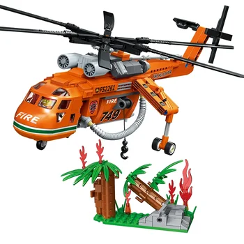 2023 Нови 596PCS Градски градивни блокове Пожарна бригада хеликоптер блок комплекти пожарникар играчки тухли модел играчки за възрастни деца подаръци