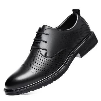 2023 Нови мъжки сплит кожени обувки силует стил размер 37-46 меки летни мъжки бизнес рокля обувки