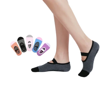 2023 Нови професионални неплъзгащи се йога чорапи Една дума каишка кръгла глава фитнес памук пилатес чорапи спортни етаж чорапи за жени
