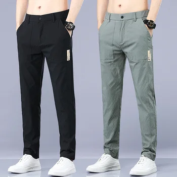 2023 Пролет лято мъжки прав годни тънки ежедневни панталони цип джоб шнур открит спортни панталони нови мъжки хлабав панталони