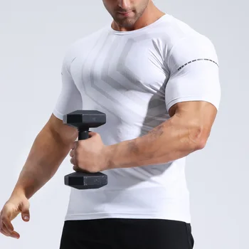 2024 Лято Нов бързо сушене фитнес тениска мускул обучение костюм пот-абсорбиращи стегнат фитнес спорт кърпа къс ръкав върховете