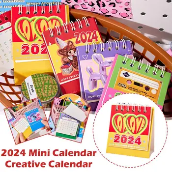 2024 Мини календар Creative Calendar Memo Pad Лепкава хартия Канцеларски бележки Бюро Сладки декорации Коледен училищен подарък Не M8I6