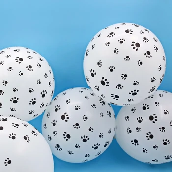 20PCS 12Inch сладък куче лапи печат балони бяло/черно латекс балон деца рожден ден подарък бебе душ парти играчки домашно парти декор