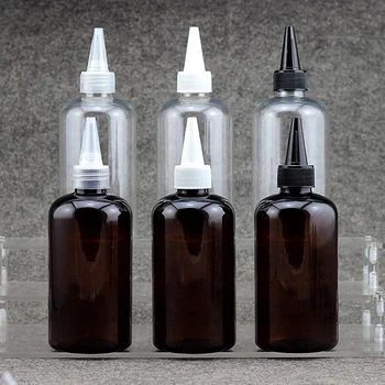 20pcs 250ml празни прозрачни кафяви течни пластмасови бутилки със заострена капачка за уста, 250cc шампоан лосион козметични опаковки