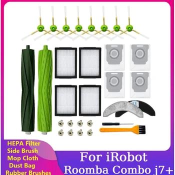 22PCS Части за Irobot Roomba Combo J7+ Прахосмукачка Гумени четки Филтри Странична четка Моп кърпа прах чанта