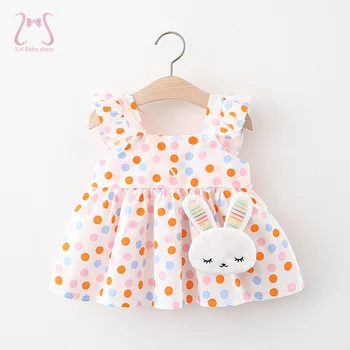 2Pcs/Set Летни бебешки дрехи Polka Dot рокля без ръкави за момичета Сладък детски костюм Мода Малко дете деца носят 0 до 3 години