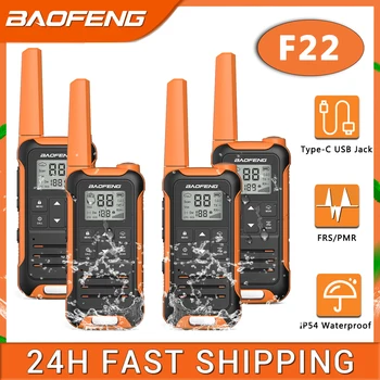 2pcs Baofeng F22 Mini Walkie Talkie PMR FRS Портативен LCD дисплей Двупосочна радио поддръжка Type-C зарядно устройство за ловно къмпингуване