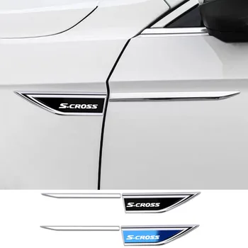 2pcs Автомобилна врата Fender Side Blade значка Car Body Protective Car Metal Стикер за SUZUKI S-CROSS SCROSS Auto аксесоари